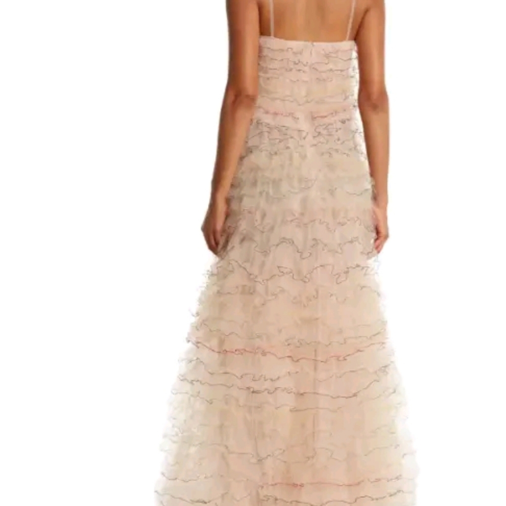 VALENTINO Runway Ricamato Embroidered Tiered Ruffle V-Neck Maxi Gown 44IT 8 US M - Picture 4 of 8